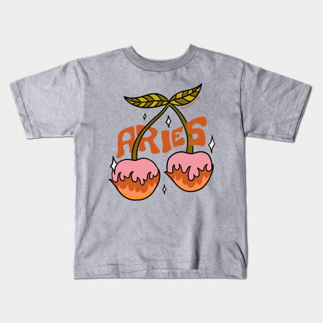 Aries Cherries Kids T-Shirt by Doodle by Meg